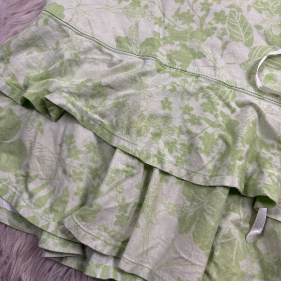 Vintage Y2K Big Flirt Green Tropical Floral Tiered Mini Skirt XL Coconut Girl - Picture 4 of 8